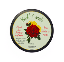 Load image into Gallery viewer, Rose &amp; lemon Spell Candle ~ Love, friendship &amp; optimism
