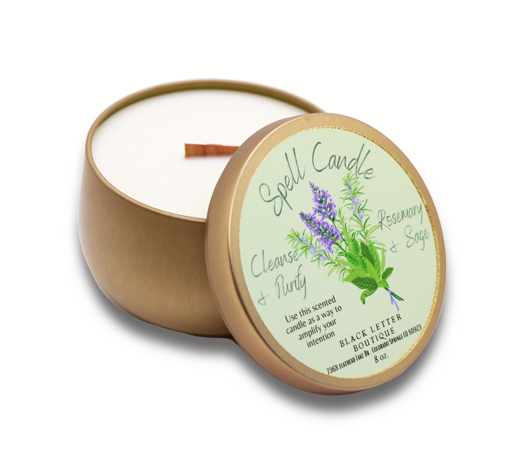Rosemary & Sage Spell Candle ~ Cleanse + Protect